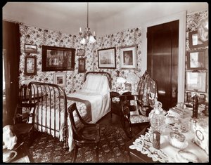 夫人レスリーカーター邸の寝室、ニューヨーク、1903年（銀ゼラチンプリント） 作： Byron Company